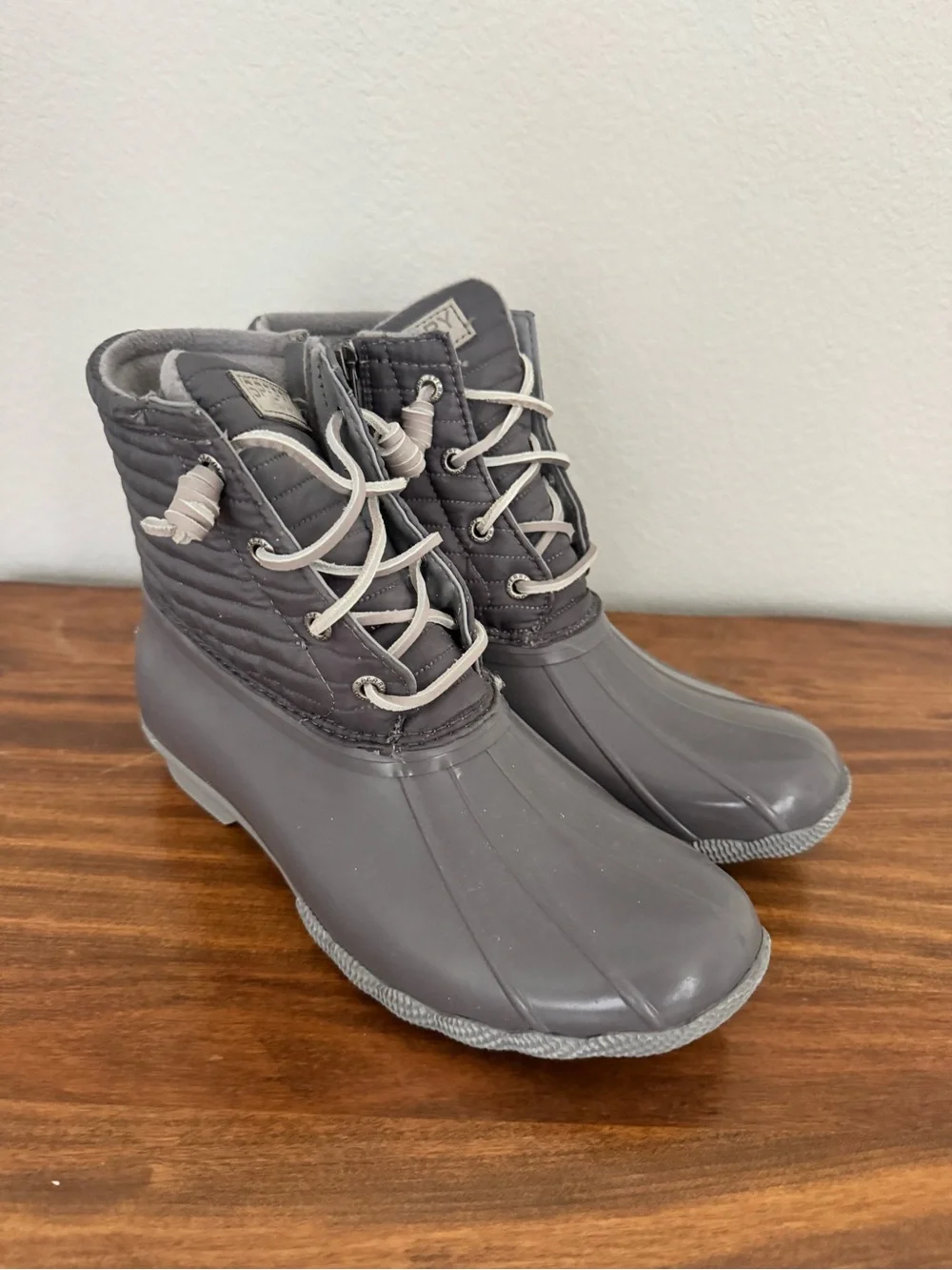 Sperry Gray Quilted Waterproof Duck Boots